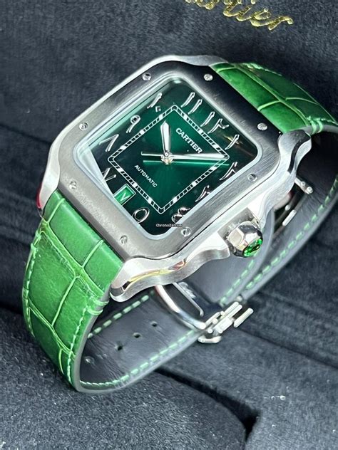 cartier santos middle east green|cartier santos wssa0055 price.